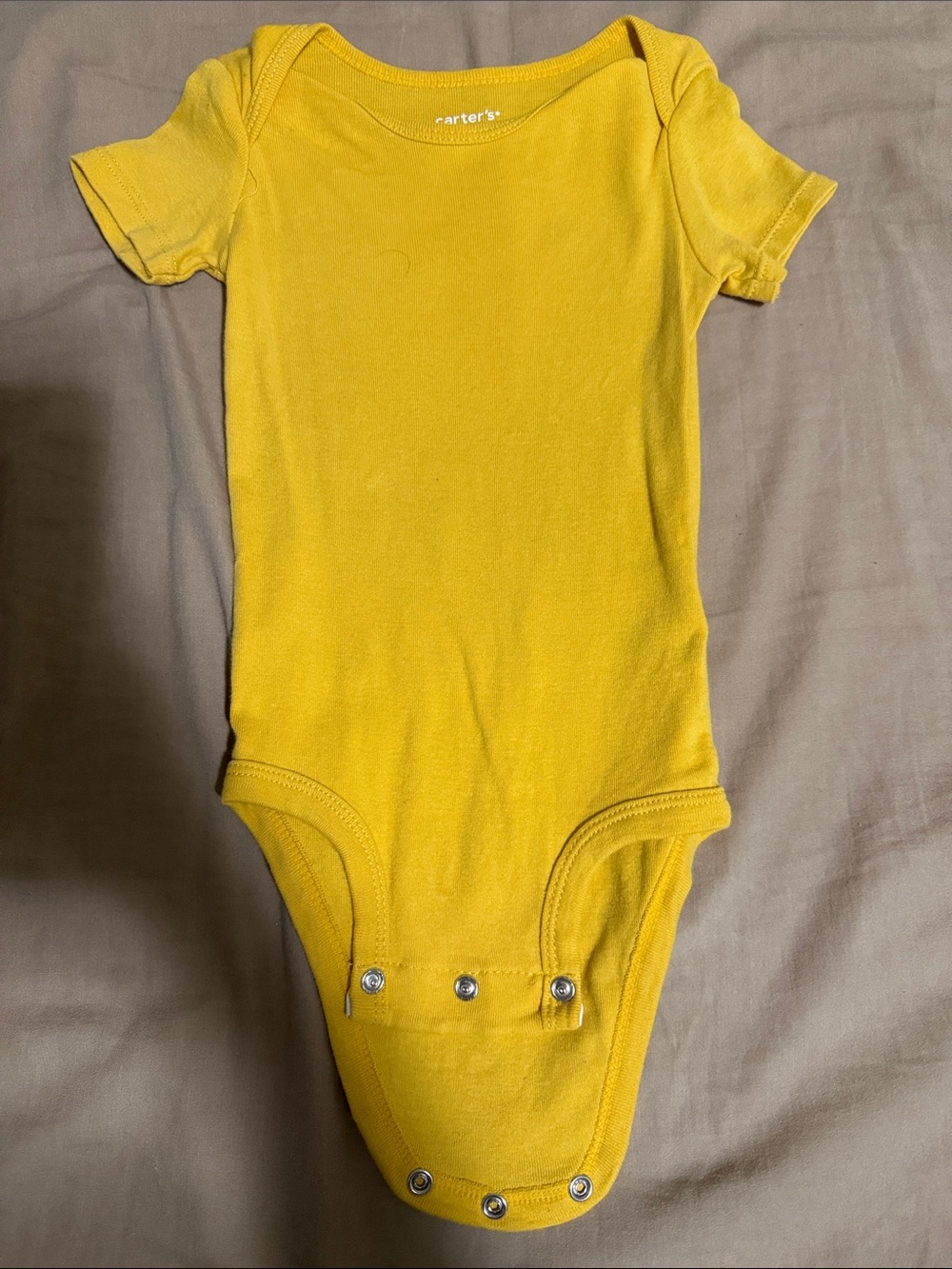 NWOT 12 months Carter's Bright Yellow Short-Sleeve Baby Bodysuit